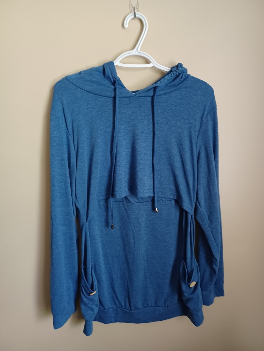 Women's Maternity Size L Ginkana Blue Hoodie Sweatshirt Long Sleeve Shirt Cozy